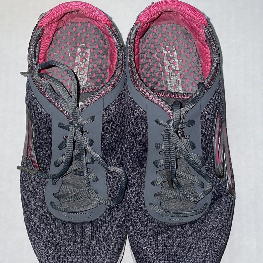 Skechers GoGo Mat Sneakers - Grey & Pink - Size 8 - Picture 6 of 7